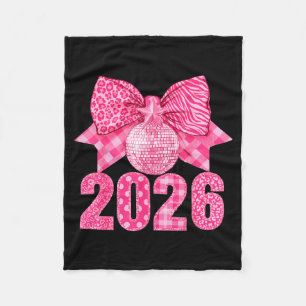 Happy New Year 2026 Nk Bow Patchwork Leopard Zebra Fleece Blanket