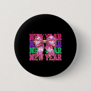 Happy New Year 2026 Nk Coquette Bow Disco Ball Cou 2 Inch Round Button