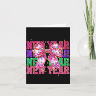 Happy New Year 2026 Nk Coquette Bow Disco Ball Cou Card