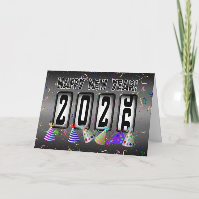 Happy New Year 2026 Odometer  Holiday Card (Front)