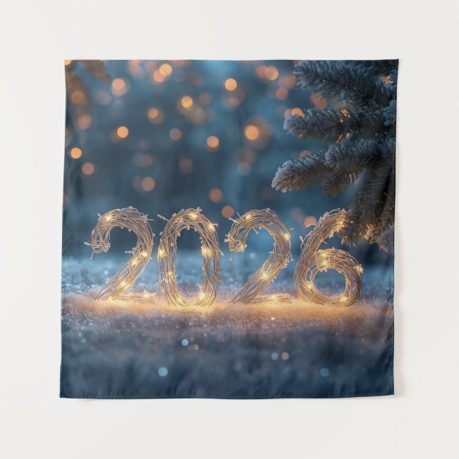 happy new year 2026 party backdrop tapestry (Front)