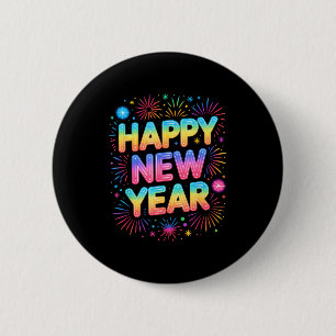 Happy New Year 2026 Party Ballons, Fireworks And C 2 Inch Round Button