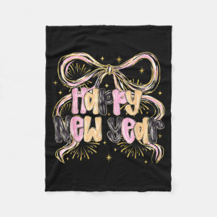 Happy New Year 2026 Party Coquette Bow Girly Women Fleece Blanket