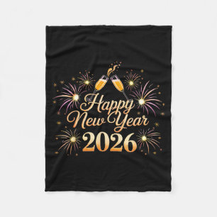 Happy New Year 2026 Party Fleece Blanket