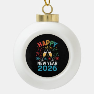 Happy New Year 2026 Party Funny New Years Eve 2026 Ceramic Ball Christmas Ornament