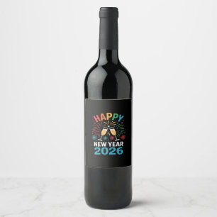 Happy New Year 2026 Party Funny New Years Eve 2026 Wine Label
