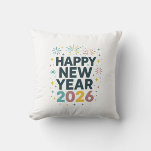 Happy New Year 2026 Pillow – Festive Fireworks Des