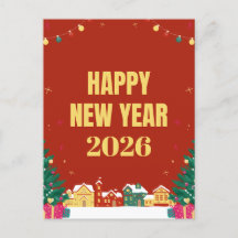 Happy New Year 2026 Postcard–Festive Greeting Card
