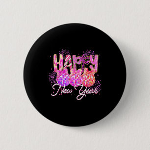 Happy New Year 2026 Preppy New Years Nk Coquette B 2 Inch Round Button