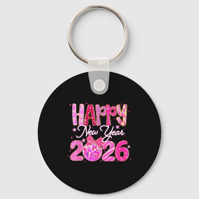 Happy New Year 2026 Preppy New Years Nk Coquette B Keychain (Front)