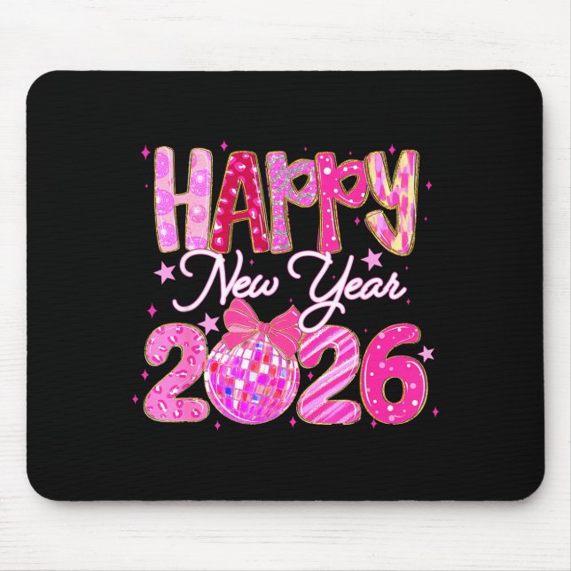 Happy New Year 2026 Preppy New Years Nk Coquette B Mouse Pad (Front)