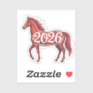 Happy New Year 2026 Red Horse Illustration