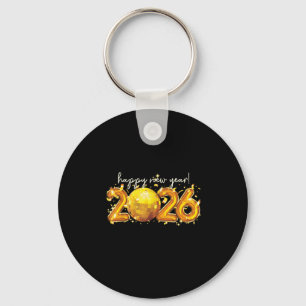 Happy New Year 2026 Retro Ball Celebration Keychain