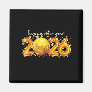 Happy New Year 2026 Retro Ball Celebration Magnet