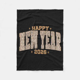 Happy New Year 2026 Retro Leopard New Years Eve Pa Fleece Blanket