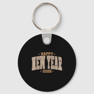 Happy New Year 2026 Retro Leopard New Years Eve Pa Keychain