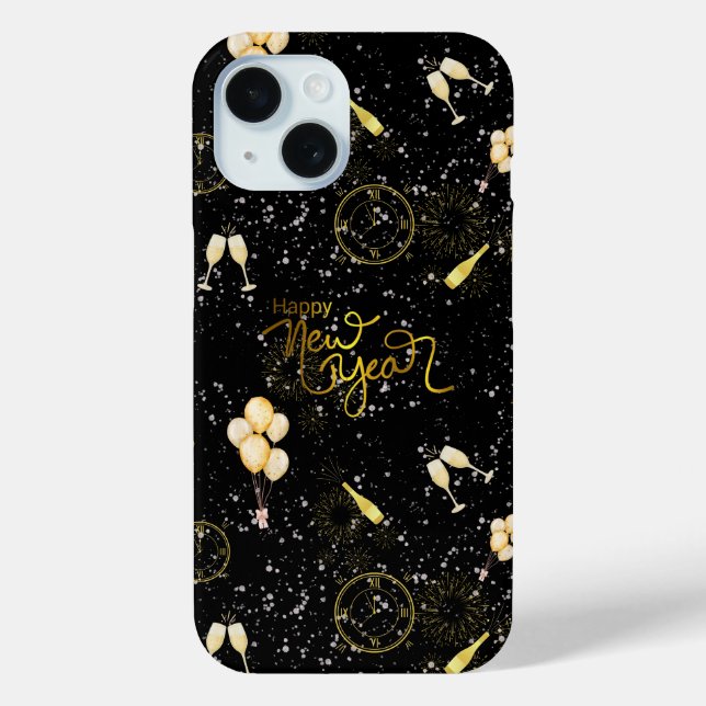 Happy New Year 2026 Seamless Pattern Case-Mate iPhone Case (Back)