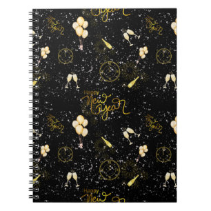 Happy New Year 2026 Seamless Pattern Notebook