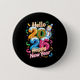 Happy New Year 2026 Snowman Colorful Celebration G 2 Inch Round Button