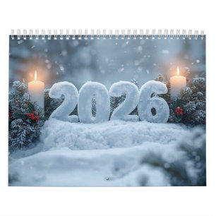happy new year 2026 snowy calm  calendar