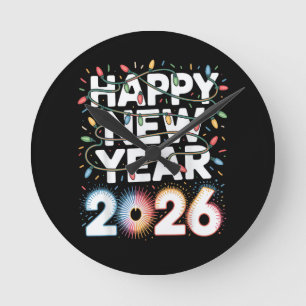 Happy New Year 2026 Sparkle Shirt for Women Round Clock