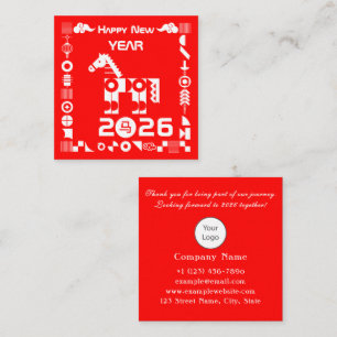 Happy New Year 2026 Square Business Card