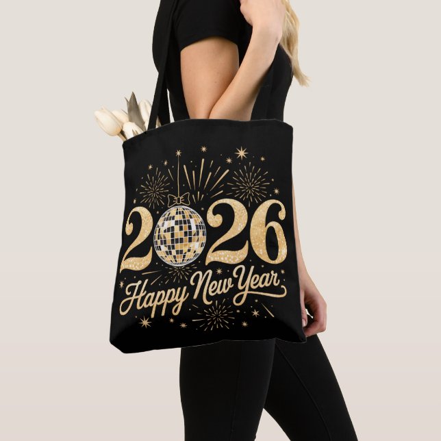 Happy New Year 2026 Tote Bag (Close Up)