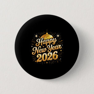 Happy New Year 2026 Vintage Disco Family Party Cel 2 Inch Round Button