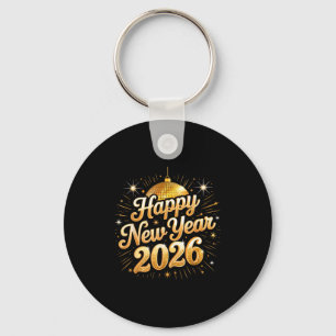 Happy New Year 2026 Vintage Disco Family Party Cel Keychain