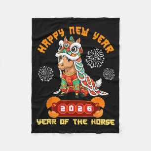 Happy New Year 2026 Year Of The Horse Lunar Celebr Fleece Blanket