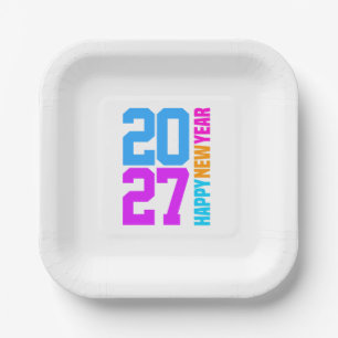 Happy New Year 2027 Paper Plate
