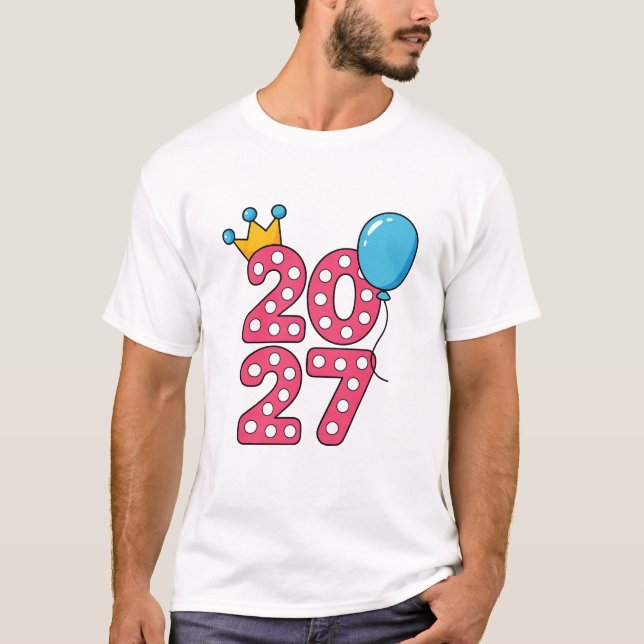 Happy New Year 2027 T-Shirt | Pink Polka Dot Numbe (Devant)