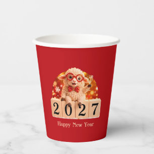 Happy New Year 2027 Year of the Goat Sheep Paper Cups