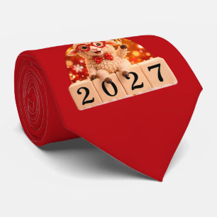 Happy New Year 2027 Year of the Goat Sheep Tie