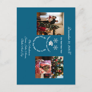 Happy New Year , 20XX, Cat And Family Image, Holiday Postcard
