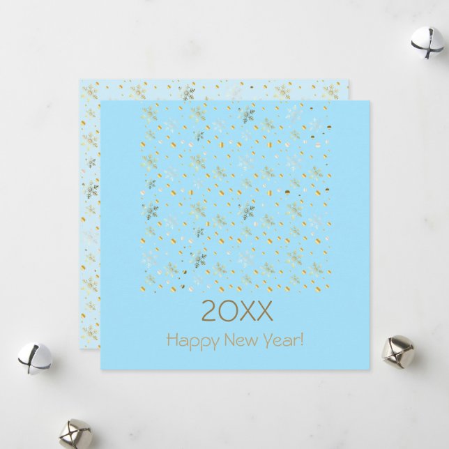 Happy New Year 20XX & Gold Christmas Decoration Holiday Card (Front/Back In Situ)