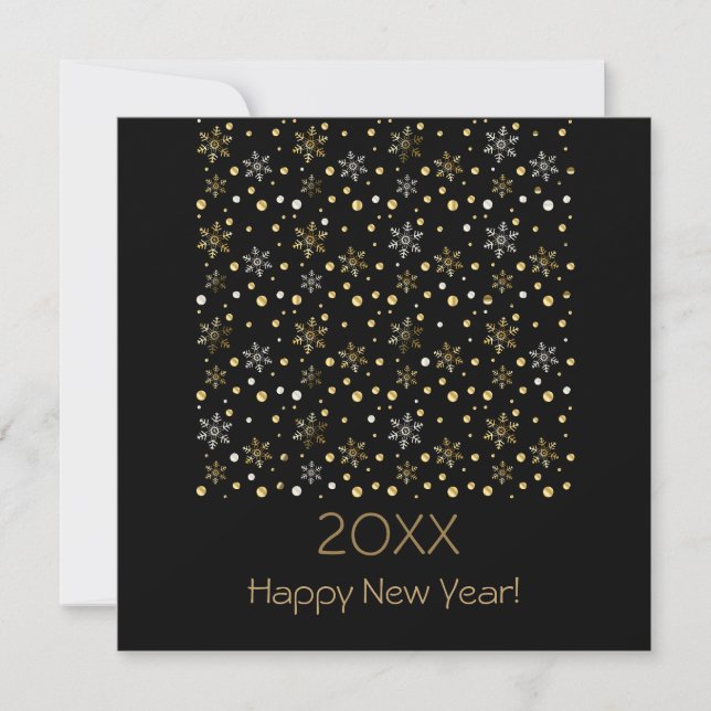 Happy New Year 20XX & Gold Christmas Decoration Holiday Card (Front)