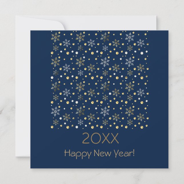 Happy New Year 20XX & Gold Christmas Decoration Holiday Card (Front)