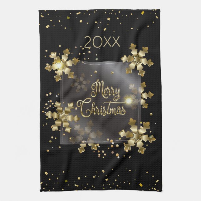 Happy New Year 20XX & Gold Christmas Luxury Kitchen Towel (Vertical)