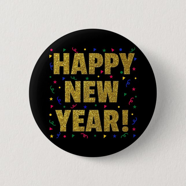 Happy New Year 2 Inch Round Button (Front)