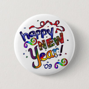 Happy New Year 2 Inch Round Button