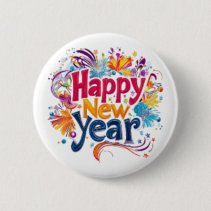 Happy New Year 2 Inch Round Button