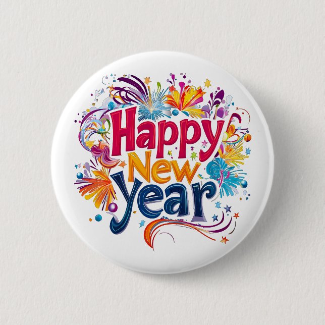 Happy New Year 2 Inch Round Button (Front)