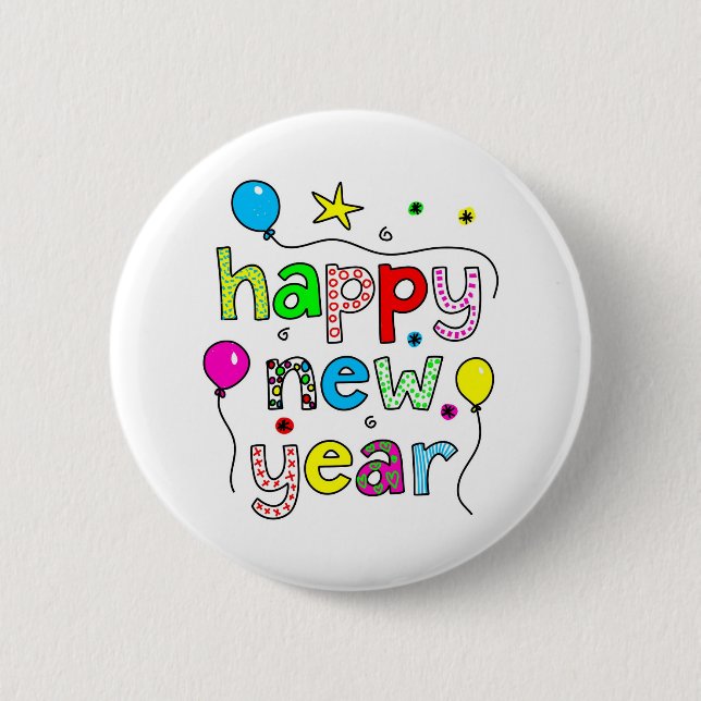 Happy New Year 2 Inch Round Button (Front)
