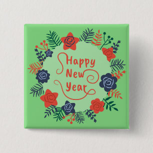 HAPPY NEW YEAR  2 INCH SQUARE BUTTON