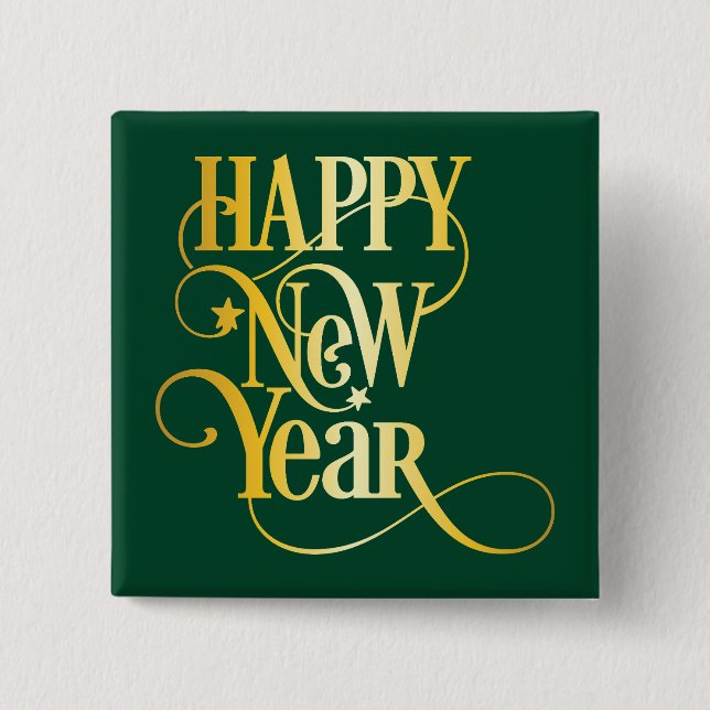 Happy New Year  2 Inch Square Button (Front)
