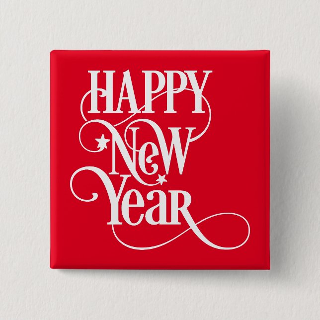 Happy New Year  2 Inch Square Button (Front)
