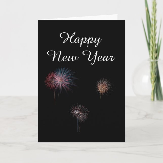 Happy New year 3 fireworks Holiday Card (Front)