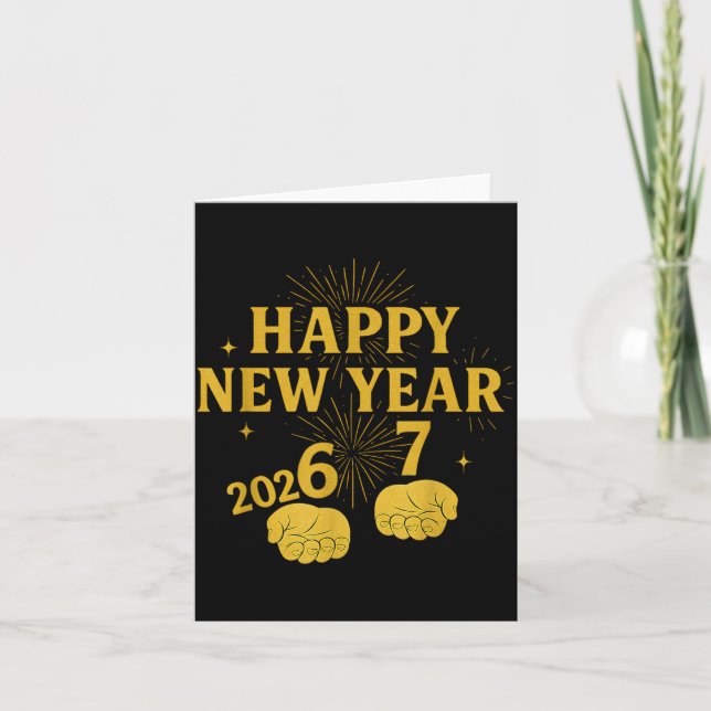 Happy New Year 67 Meme – Funny 2026 Celebration Pa Card (Front)