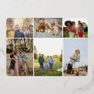 Happy New Year 7 Photo Horizontal Gold Metallic Foil Holiday Card